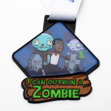 Impressão de liga de zinco personalizado logo Metal Zombie Run medalhas